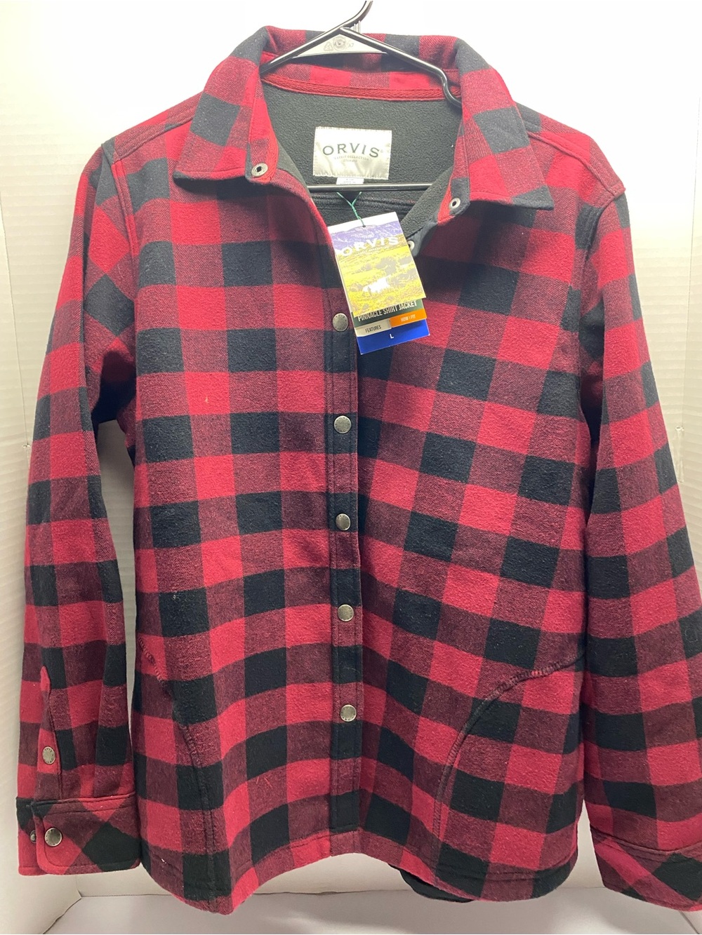 Orvis Red and Black Buffalo Plaid Snap-Front Jacket